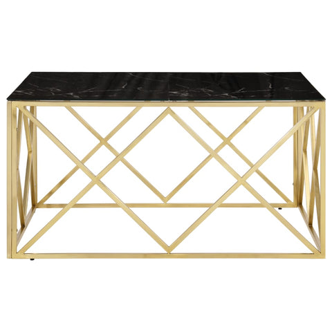 vidaXL Coffee Table Gold Stainless Steel and Tempered Glass