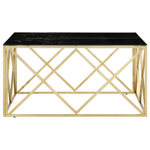 vidaXL Coffee Table Gold Stainless Steel and Tempered Glass