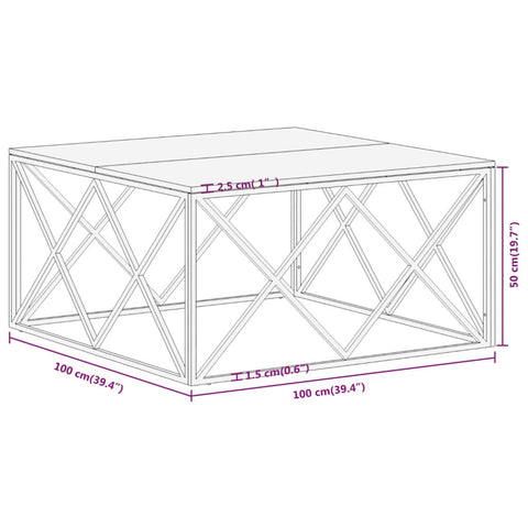 vidaXL Coffee Table Gold Stainless Steel and Solid Sleeper Wood