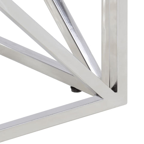 vidaXL Coffee Table Silver Stainless Steel and Solid Acacia Wood