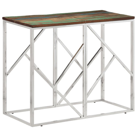 vidaXL Console Table Silver Stainless Steel and Solid Wood Reclaimed