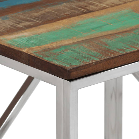 vidaXL Console Table Silver Stainless Steel and Solid Wood Reclaimed