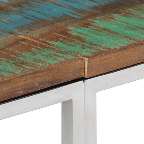 vidaXL Console Table Silver Stainless Steel and Solid Wood Reclaimed