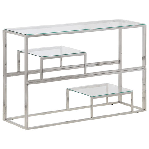vidaXL Console Table Silver Stainless Steel and Tempered Glass