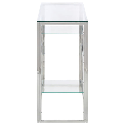 vidaXL Console Table Silver Stainless Steel and Tempered Glass