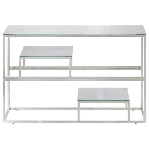 vidaXL Console Table Silver Stainless Steel and Tempered Glass