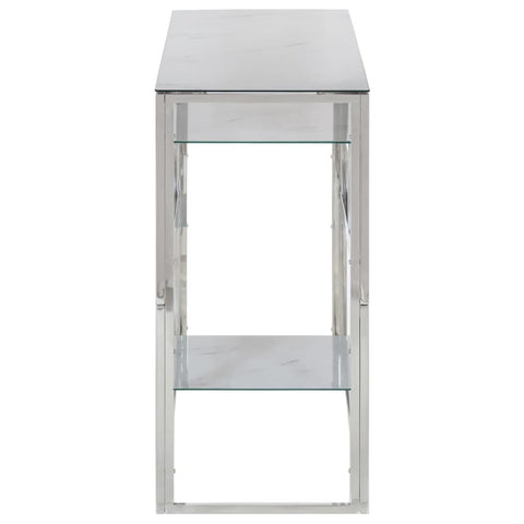 vidaXL Console Table Silver Stainless Steel and Tempered Glass