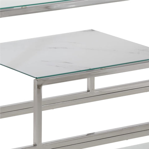 vidaXL Console Table Silver Stainless Steel and Tempered Glass