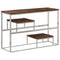 vidaXL Console Table Silver Stainless Steel and Solid Sleeper Wood
