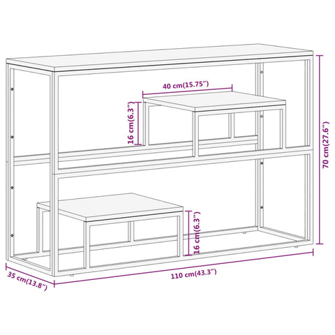 vidaXL Console Table Silver Stainless Steel and Solid Sleeper Wood