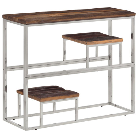 vidaXL Console Table Silver Stainless Steel and Solid Wood Sleeper