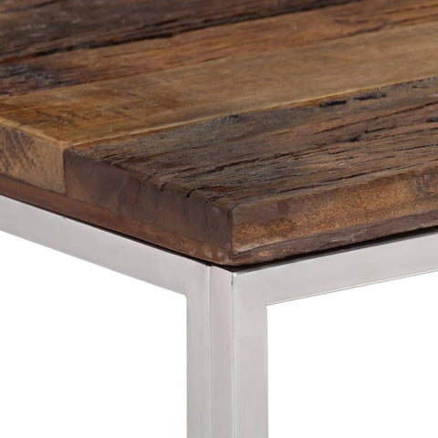 vidaXL Console Table Silver Stainless Steel and Solid Wood Sleeper