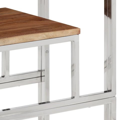 vidaXL Console Table Silver Stainless Steel and Solid Wood Acacia