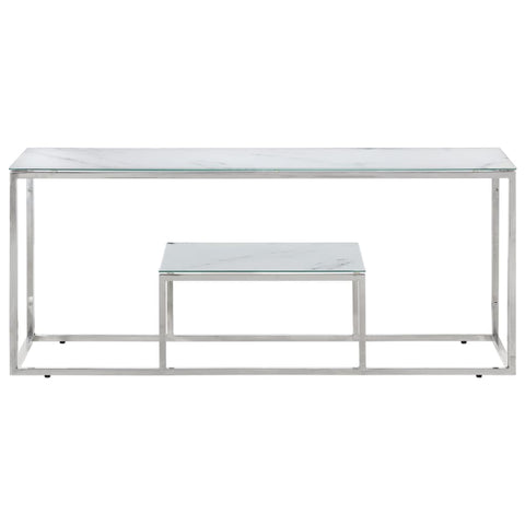 vidaXL Coffee Table Silver Stainless Steel and Tempered Glass