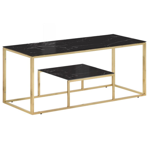 vidaXL Coffee Table Gold Stainless Steel and Tempered Glass