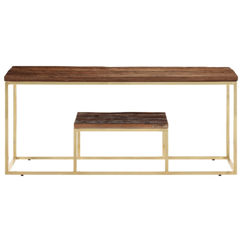 vidaXL Coffee Table Gold Stainless Steel and Solid Wood Sleeper