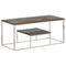 vidaXL Coffee Table Silver Stainless Steel and Solid Wood Reclaimed