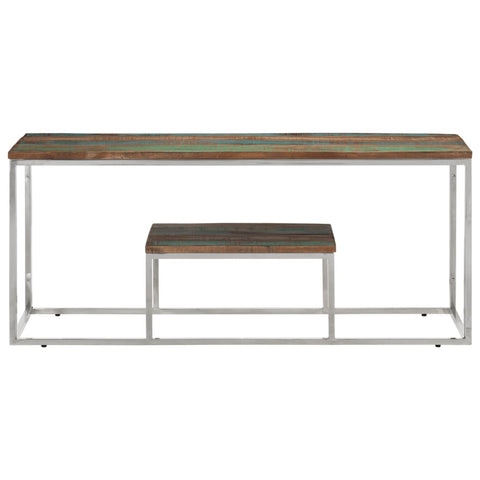 vidaXL Coffee Table Silver Stainless Steel and Solid Wood Reclaimed