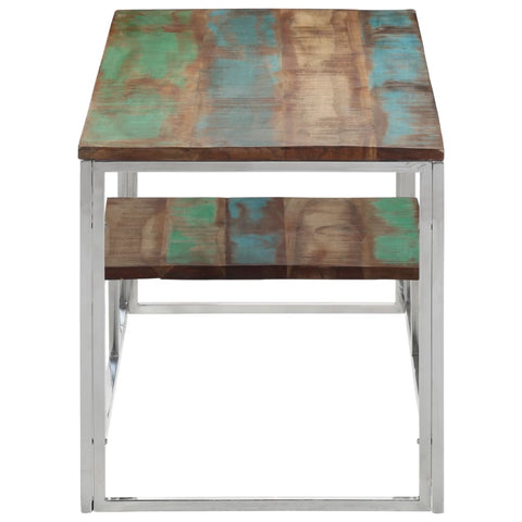 vidaXL Coffee Table Silver Stainless Steel and Solid Wood Reclaimed