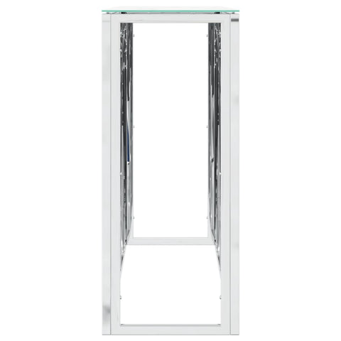 vidaXL Console Table Silver 110x30x70 cm Stainless Steel and Glass