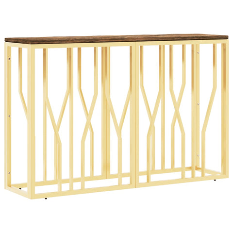 vidaXL Console Table Gold Stainless Steel and Solid Wood Reclaimed