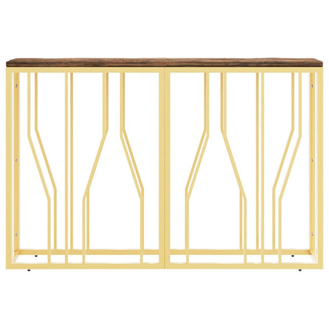 vidaXL Console Table Gold Stainless Steel and Solid Wood Reclaimed
