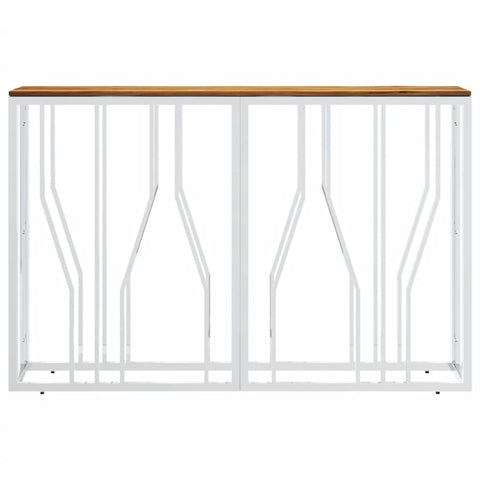 vidaXL Console Table Silver Stainless Steel and Solid Wood Acacia