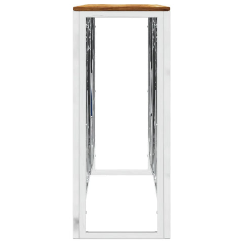 vidaXL Console Table Silver Stainless Steel and Solid Wood Acacia