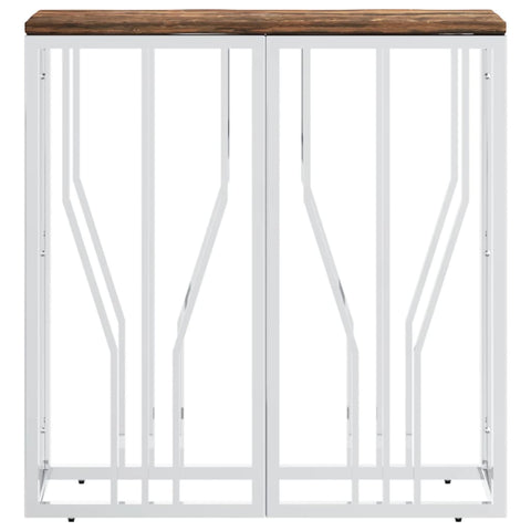 vidaXL Console Table Silver Stainless Steel and Solid Wood Reclaimed