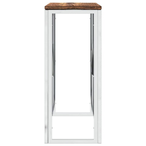 vidaXL Console Table Silver Stainless Steel and Solid Wood Reclaimed
