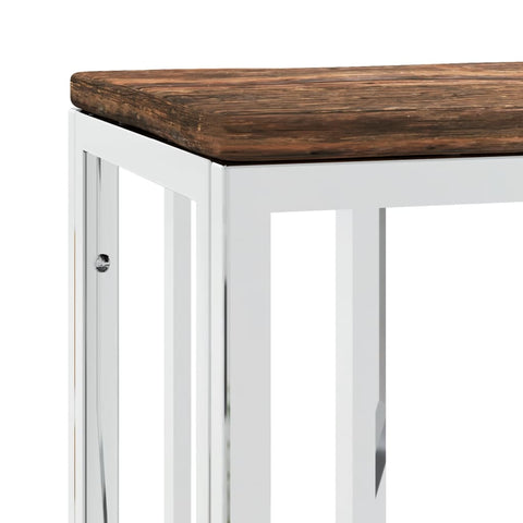 vidaXL Console Table Silver Stainless Steel and Solid Wood Reclaimed