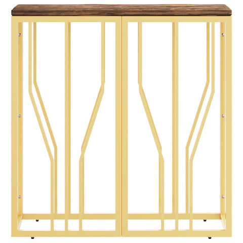 vidaXL Console Table Gold Stainless Steel and Solid Wood Reclaimed