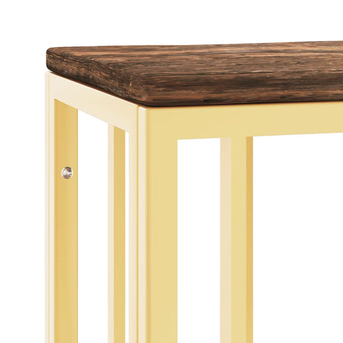 vidaXL Console Table Gold Stainless Steel and Solid Wood Reclaimed