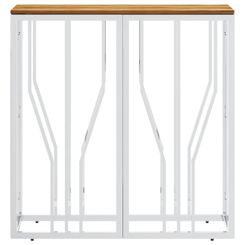 vidaXL Console Table Silver Stainless Steel and Solid Wood Acacia