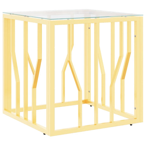 vidaXL Coffee Table Gold 50x50x50 cm Stainless Steel and Glass