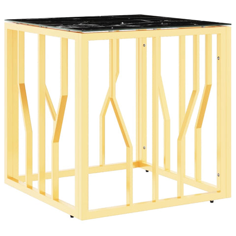 vidaXL Coffee Table Gold 50x50x50 cm Stainless Steel and Glass