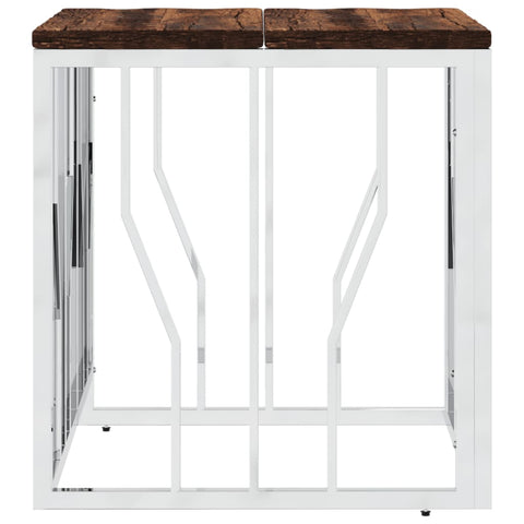 vidaXL Coffee Table Silver Stainless Steel and Solid Wood Reclaimed