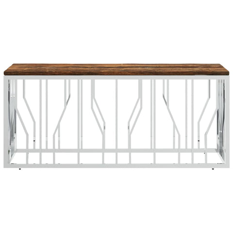 vidaXL Coffee Table Stainless Steel and Solid Wood Reclaimed
