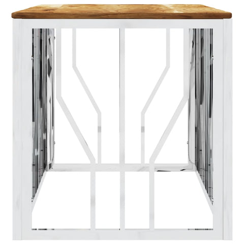 vidaXL Coffee Table Silver Stainless Steel and Solid Wood Acacia