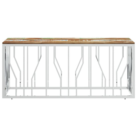 vidaXL Coffee Table Silver Stainless Steel and Solid Wood Reclaimed
