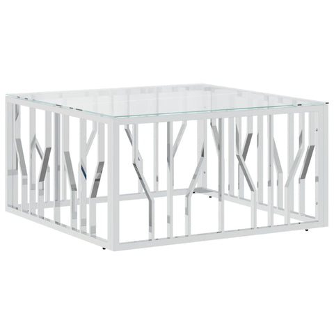 vidaXL Coffee Table 80x80x40 cm Stainless Steel and Glass