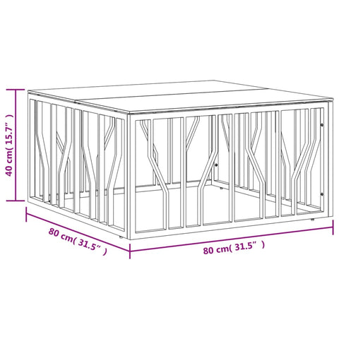 vidaXL Coffee Table Gold 80x80x40 cm Stainless Steel and Glass