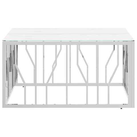 vidaXL Coffee Table Silver 80x80x40 cm Stainless Steel and Glass
