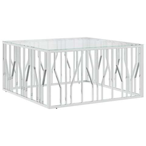 vidaXL Coffee Table 100x100x50 cm Stainless Steel and Glass