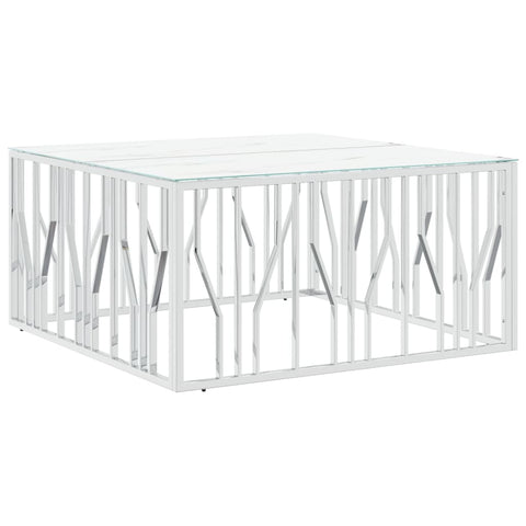 vidaXL Coffee Table Silver 100x100x50 cm Stainless Steel and Glass
