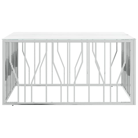 vidaXL Coffee Table Silver 100x100x50 cm Stainless Steel and Glass
