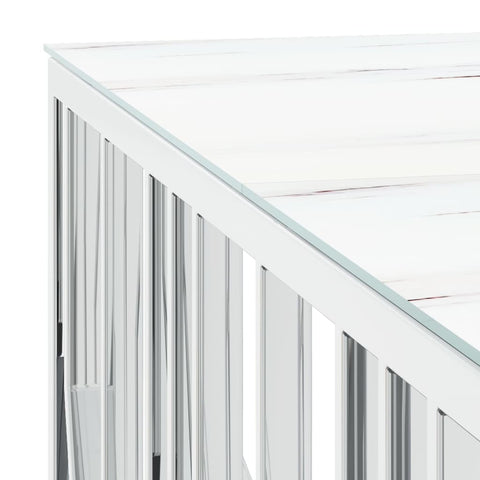 vidaXL Coffee Table Silver 100x100x50 cm Stainless Steel and Glass