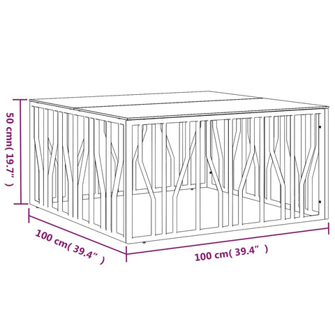 vidaXL Coffee Table Silver 100x100x50 cm Stainless Steel and Glass