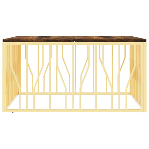vidaXL Coffee Table Gold Stainless Steel and Solid Wood Reclaimed
