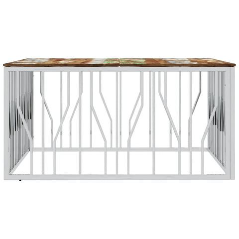 vidaXL Coffee Table Silver Stainless Steel and Solid Wood Reclaimed